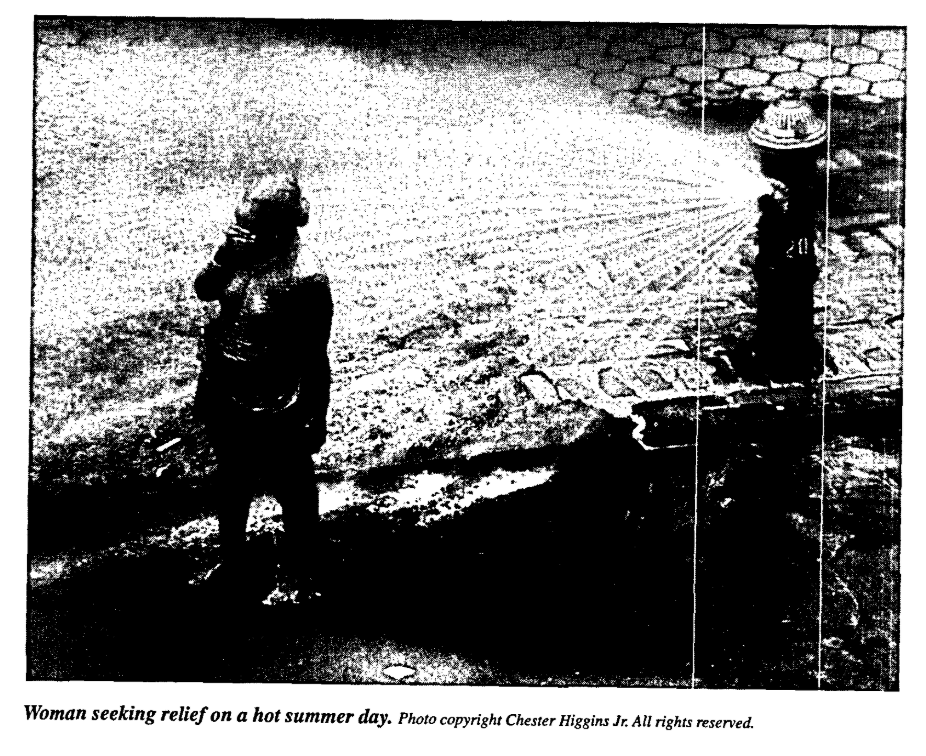 Woman seeking relief on a hot summer day.