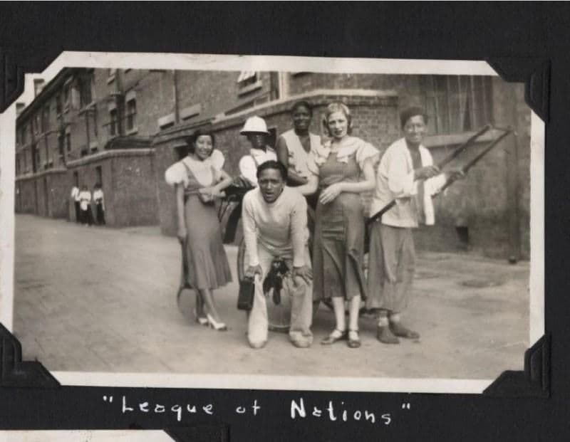 Figure 6. “League of Nations.” Derb Clayton(left) with a host of international friends in Shanghai circa 1934-1937. LaBudde Special Collections, UMKC University Libraries.