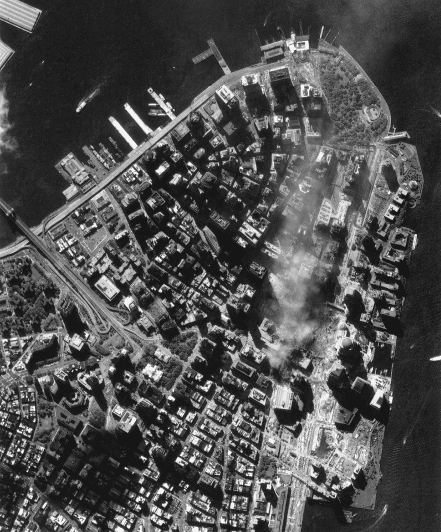 Smoldering Ruins, Satellite View, September 15, 2001. AP Photo/Spaceimaging.com