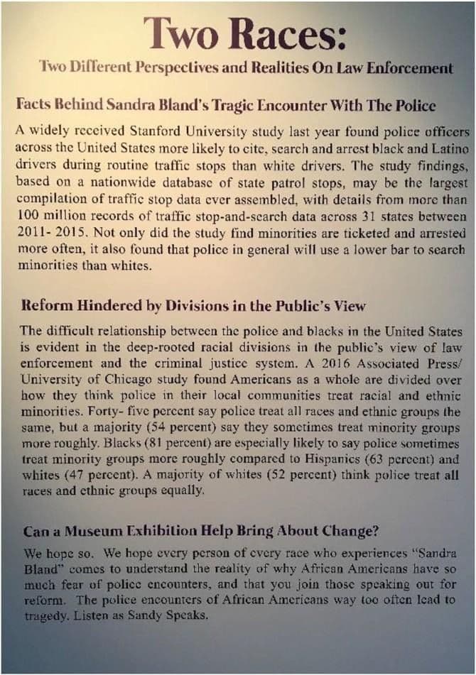 Figure 7 “Two Races” plaque in the educational space of the exhibit. Author photo.